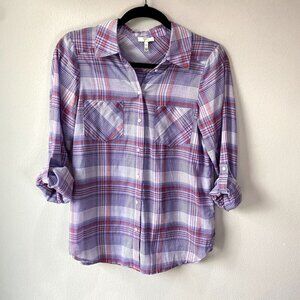 Joie Aidan Plaid Button Up Purple XS